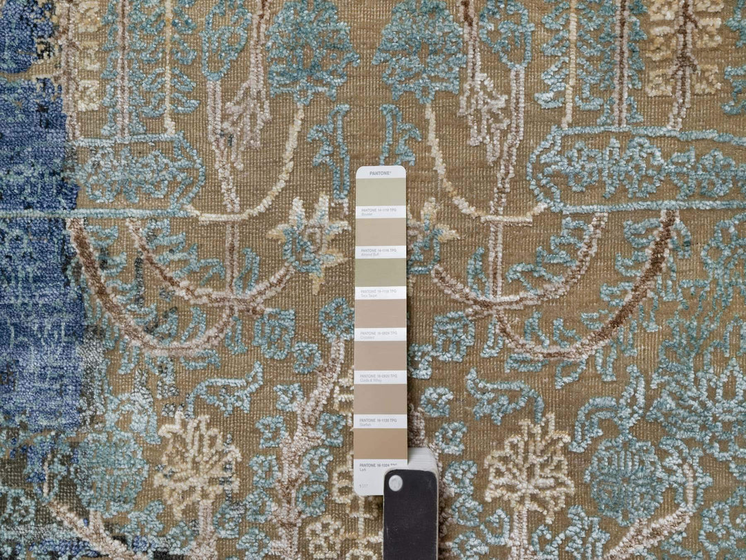 8'10" x 12'1" New Hand Knotted Brown Wool & Silk Rectangle Oriental Rug - MOA10291165