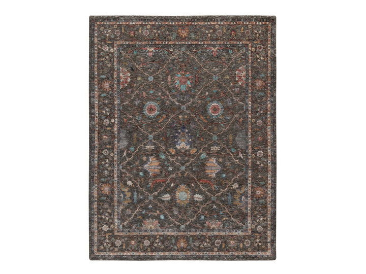 7'9" x 10'2" New Hand Knotted Brown Wool & Silk Rectangle Oriental Rug - MOA10291166