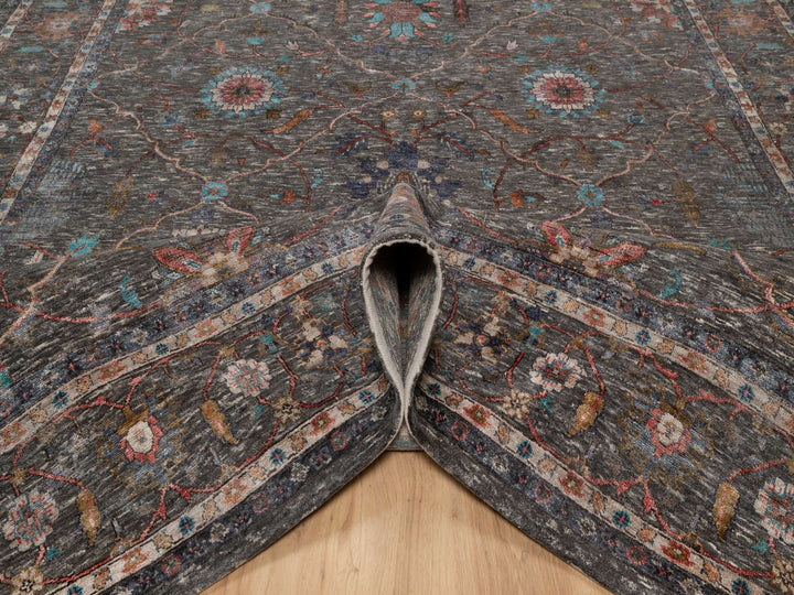 7'9" x 10'2" New Hand Knotted Brown Wool & Silk Rectangle Oriental Rug - MOA10291166
