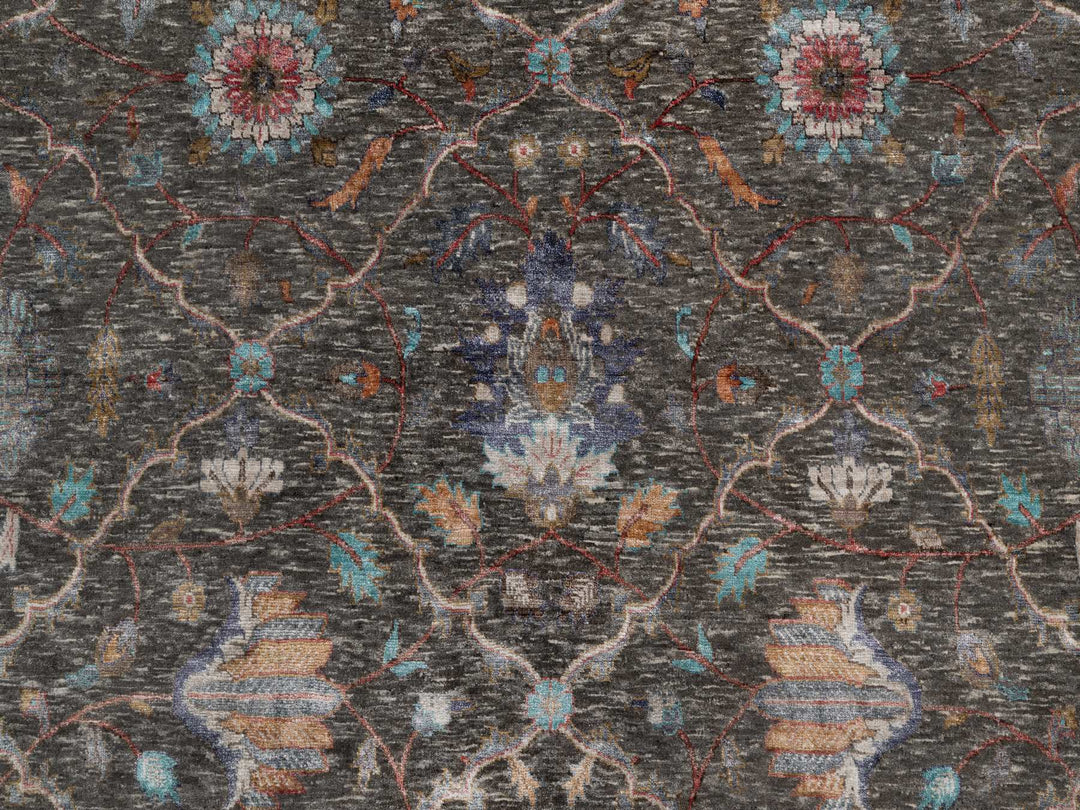 7'9" x 10'2" New Hand Knotted Brown Wool & Silk Rectangle Oriental Rug - MOA10291166
