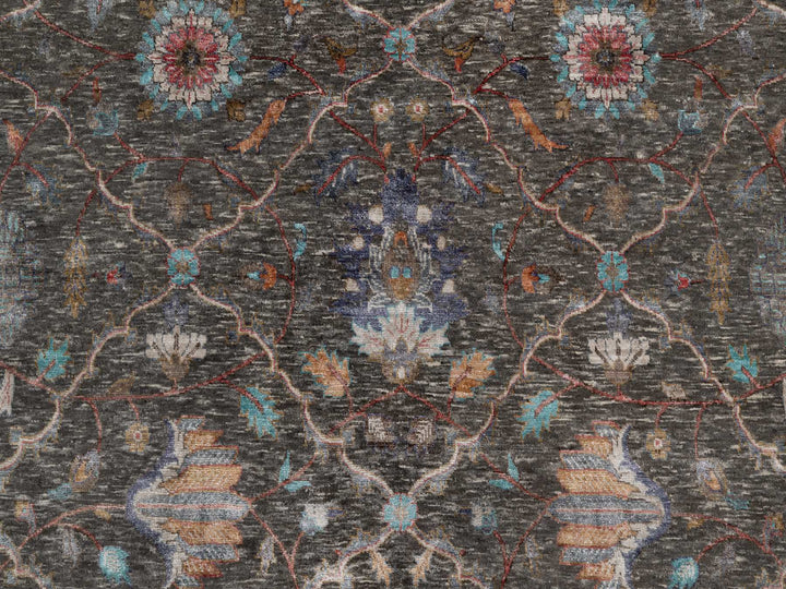 7'9" x 10'2" New Hand Knotted Brown Wool & Silk Rectangle Oriental Rug - MOA10291166