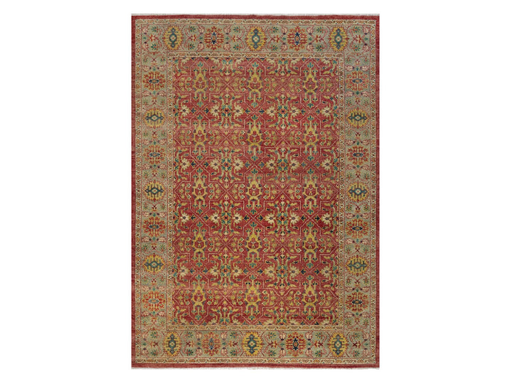 9'11" x 14'2" New Hand Knotted Red Wool Rectangle Oriental Rug - MOA10291174