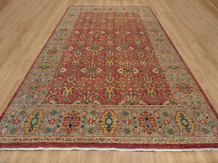 9'11" x 14'2" New Hand Knotted Red Wool Rectangle Oriental Rug - MOA10291174