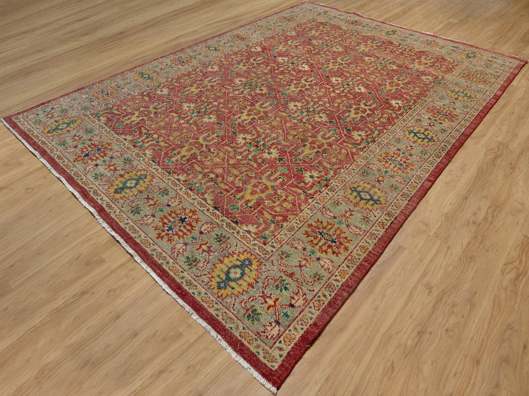 9'11" x 14'2" New Hand Knotted Red Wool Rectangle Oriental Rug - MOA10291174