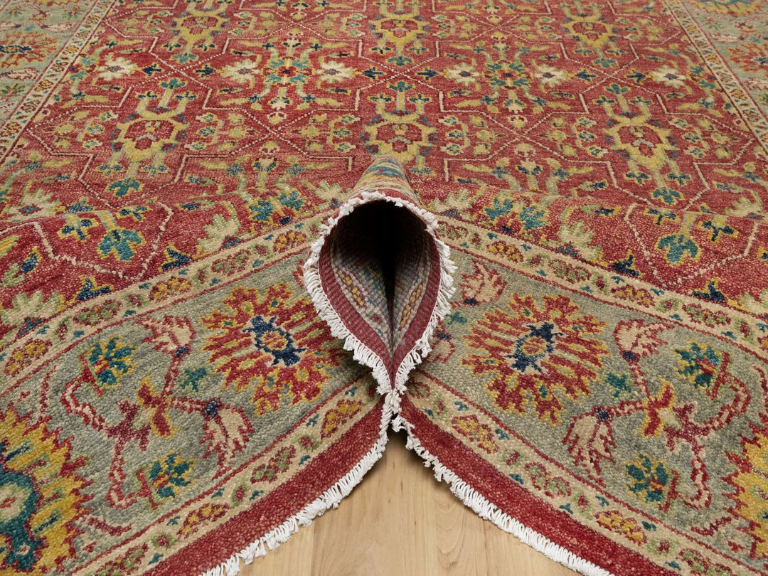 9'11" x 14'2" New Hand Knotted Red Wool Rectangle Oriental Rug - MOA10291174