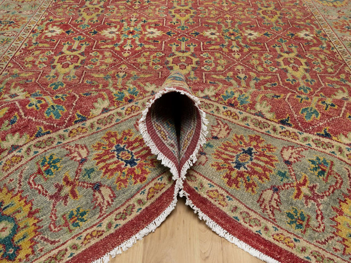 9'11" x 14'2" New Hand Knotted Red Wool Rectangle Oriental Rug - MOA10291174