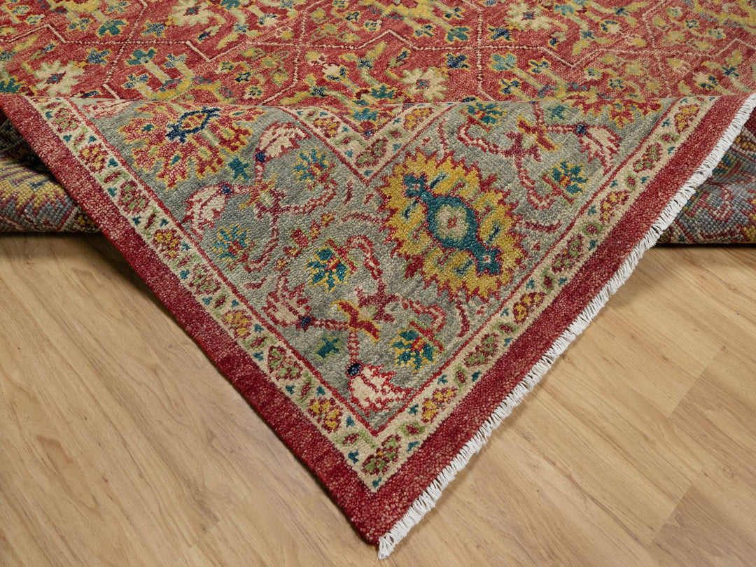 9'11" x 14'2" New Hand Knotted Red Wool Rectangle Oriental Rug - MOA10291174