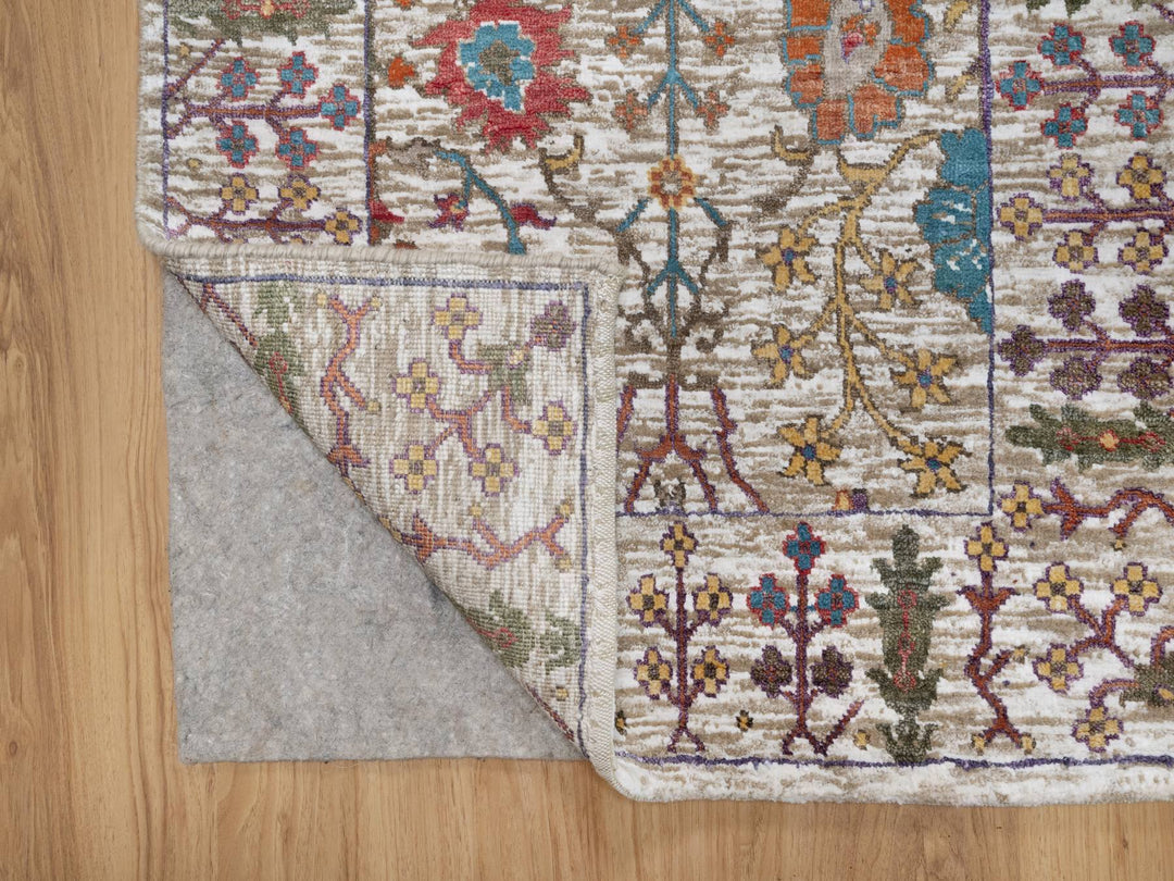 2'8" x 16'2" New Hand Knotted Ivory Wool & Silk Runner Oriental Rug - MOA10291176