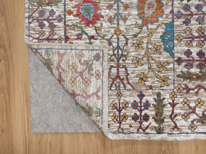 2'8" x 16'2" New Hand Knotted Ivory Wool & Silk Runner Oriental Rug - MOA10291176