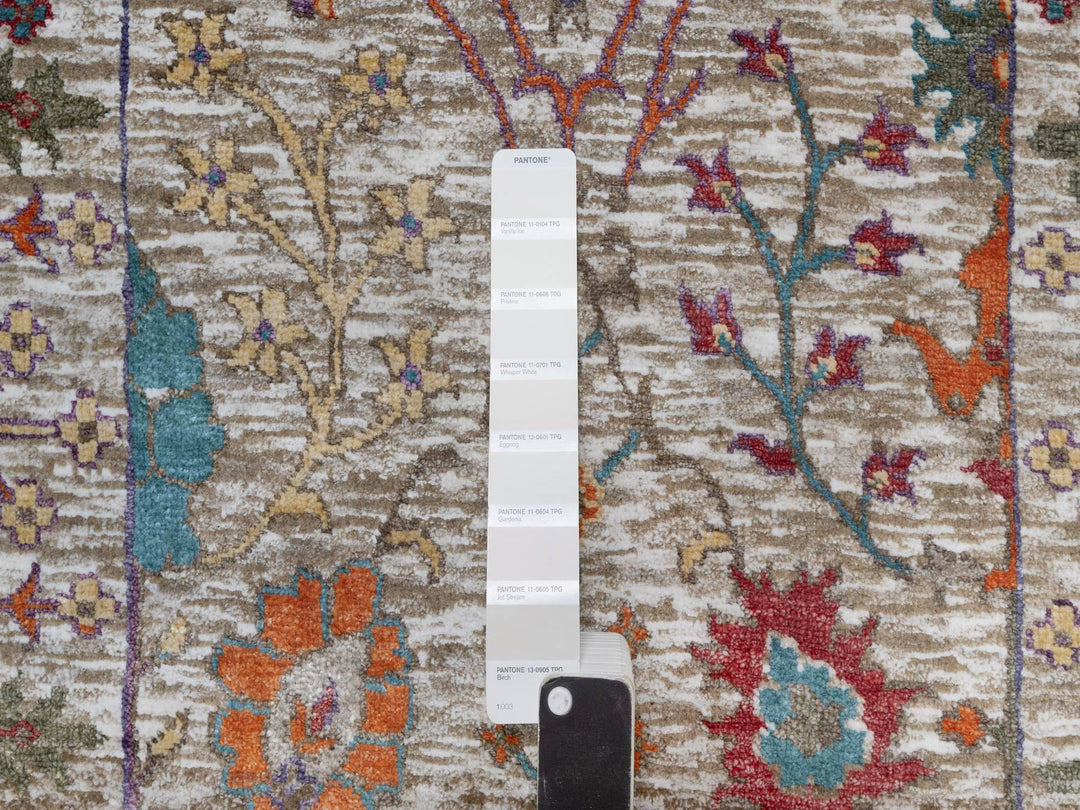 2'8" x 16'2" New Hand Knotted Ivory Wool & Silk Runner Oriental Rug - MOA10291176