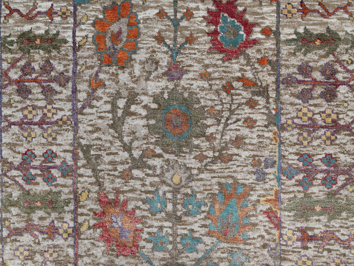 2'8" x 16'2" New Hand Knotted Ivory Wool & Silk Runner Oriental Rug - MOA10291176