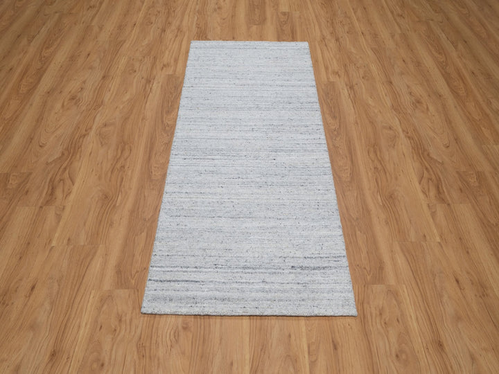 2'6" x 6'0" New Hand Loomed Ivory Wool Runner Oriental Rug - MOA10291186
