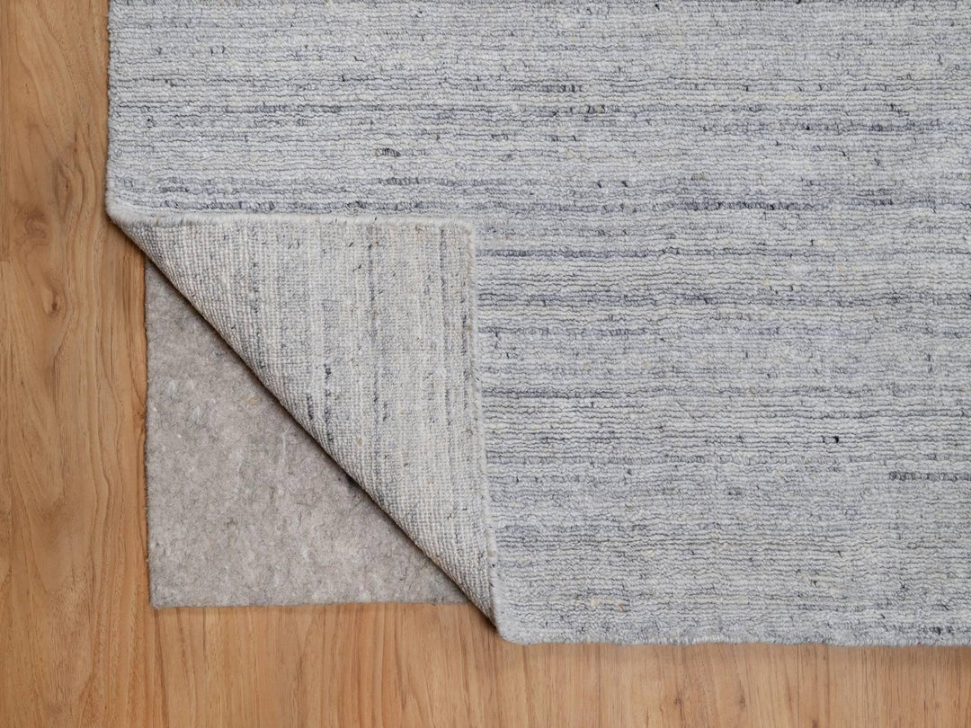 9'0" x 11'11" New Hand Loomed Ivory Wool Rectangle Oriental Rug - MOA10291187