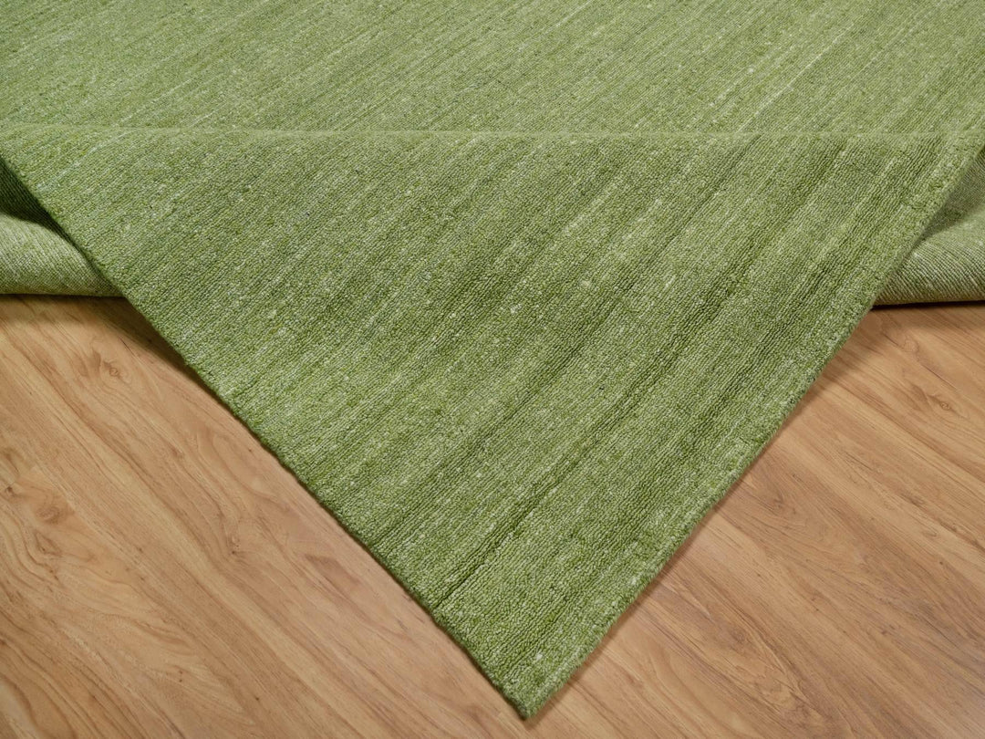 9'1" x 12'0" New Hand Loomed Green Wool Rectangle Oriental Rug - MOA10291189