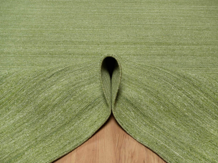 8'1" x 10'0" New Hand Loomed Green Wool Rectangle Oriental Rug - MOA10291194