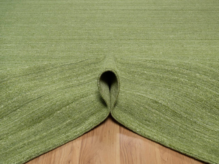 9'0" x 12'0" New Hand Loomed Green Wool Rectangle Oriental Rug - MOA10291195