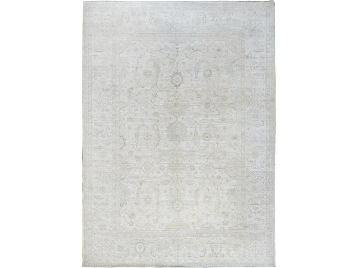 10'2" x 13'9" New Hand Knotted Ivory Wool Rectangle Oriental Rug - MOA102911