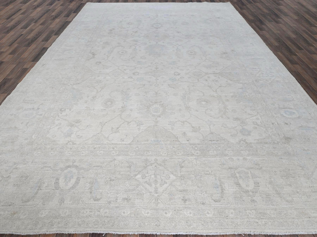 10'2" x 13'9" New Hand Knotted Ivory Wool Rectangle Oriental Rug - MOA102911
