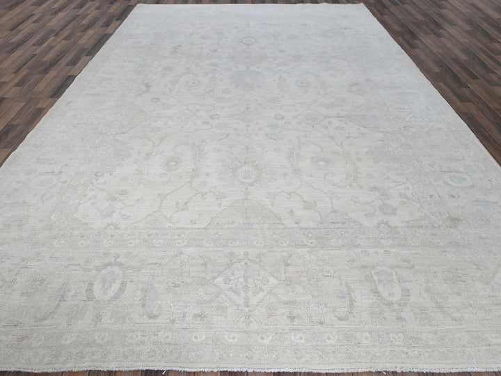 10'2" x 13'9" New Hand Knotted Ivory Wool Rectangle Oriental Rug - MOA102911