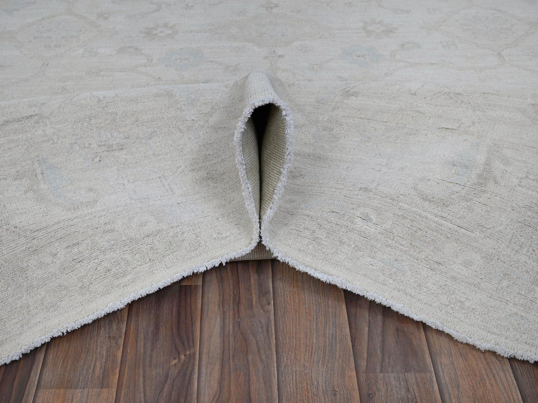 10'2" x 13'9" New Hand Knotted Ivory Wool Rectangle Oriental Rug - MOA102911