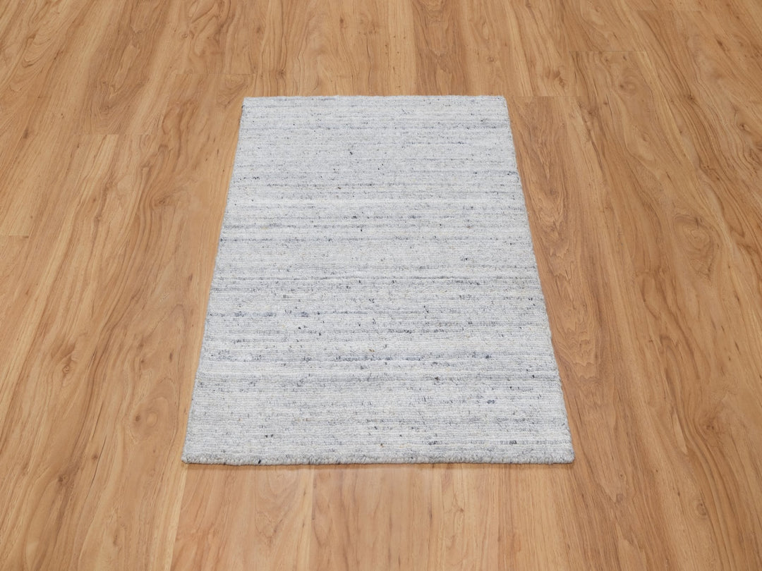 2'0" x 3'0" New Hand Loomed Ivory Wool Rectangle Oriental Rug - MOA10291202