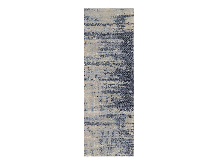 2'7" x 7'11" New Hand Knotted Grey Wool & Silk Runner Oriental Rug - MOA10291209
