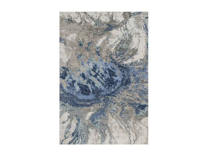 6'1" x 9'1" New Hand Knotted Blue Wool & Silk Rectangle Oriental Rug - MOA10291212