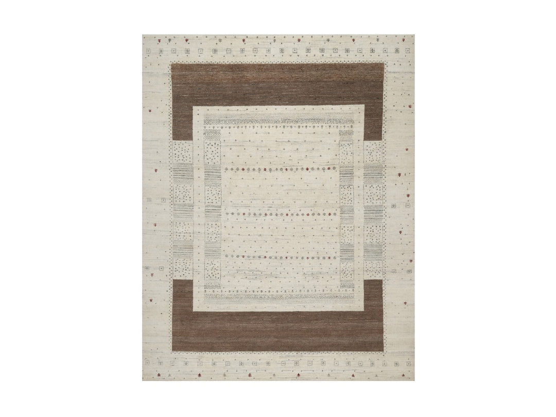 7'9" x 9'8" New Hand Knotted Ivory Wool Rectangle Oriental Rug - MOA10291218