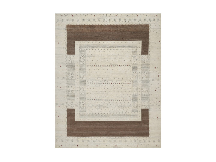 7'9" x 9'8" New Hand Knotted Ivory Wool Rectangle Oriental Rug - MOA10291218