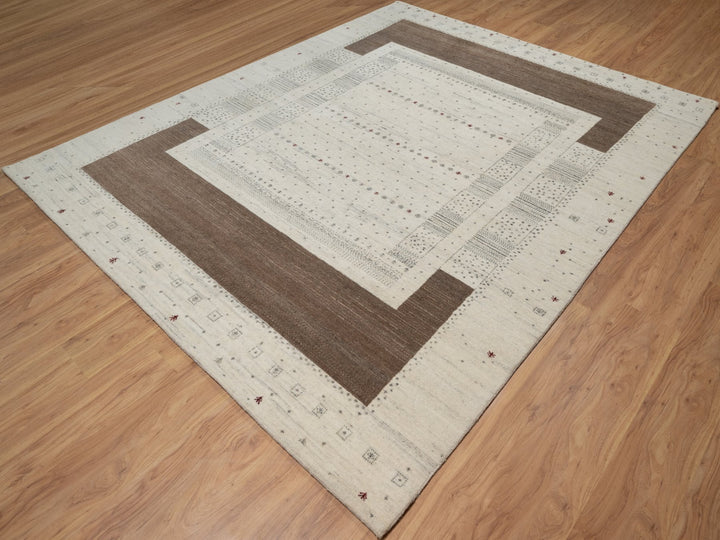 7'9" x 9'8" New Hand Knotted Ivory Wool Rectangle Oriental Rug - MOA10291218