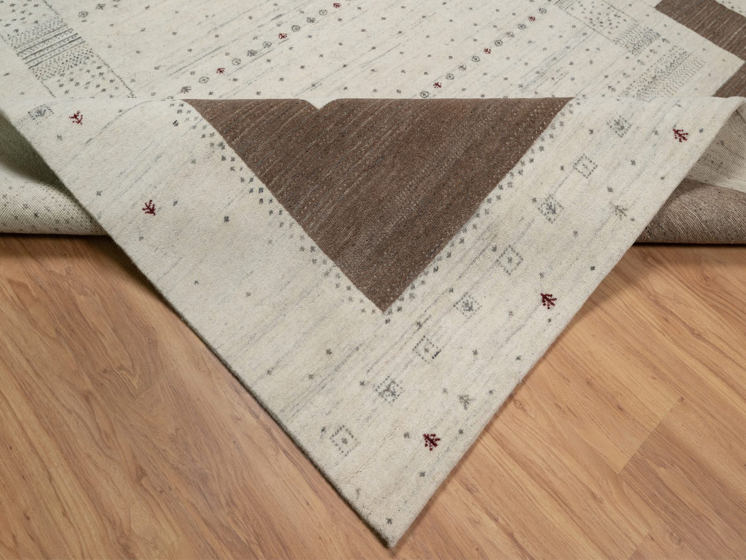 7'9" x 9'8" New Hand Knotted Ivory Wool Rectangle Oriental Rug - MOA10291218