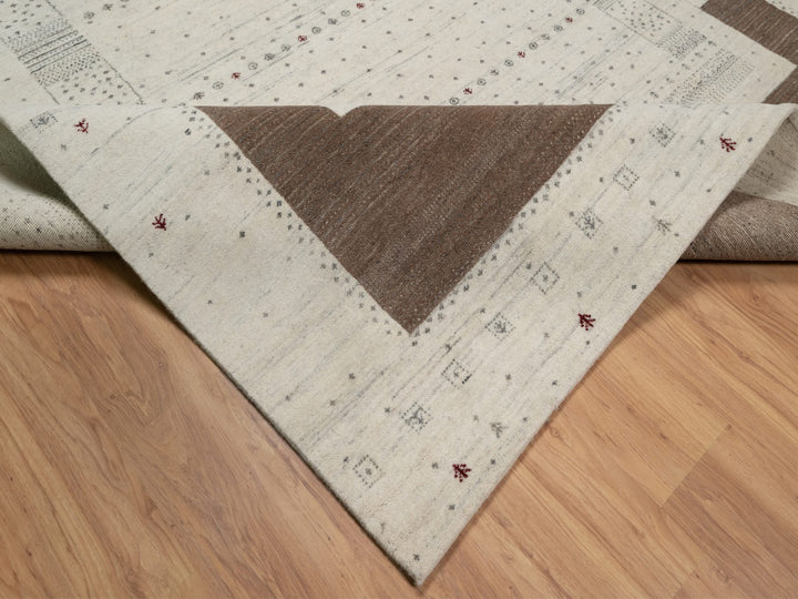 7'9" x 9'8" New Hand Knotted Ivory Wool Rectangle Oriental Rug - MOA10291218