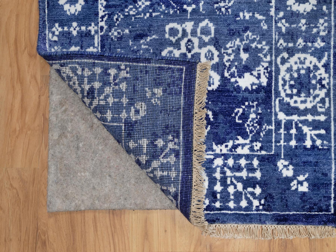 2'1" x 3'2" New Hand Knotted Blue Wool & Silk Rectangle Oriental Rug - MOA10291228