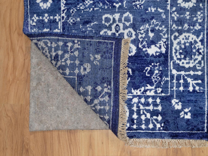 2'1" x 3'2" New Hand Knotted Blue Wool & Silk Rectangle Oriental Rug - MOA10291228