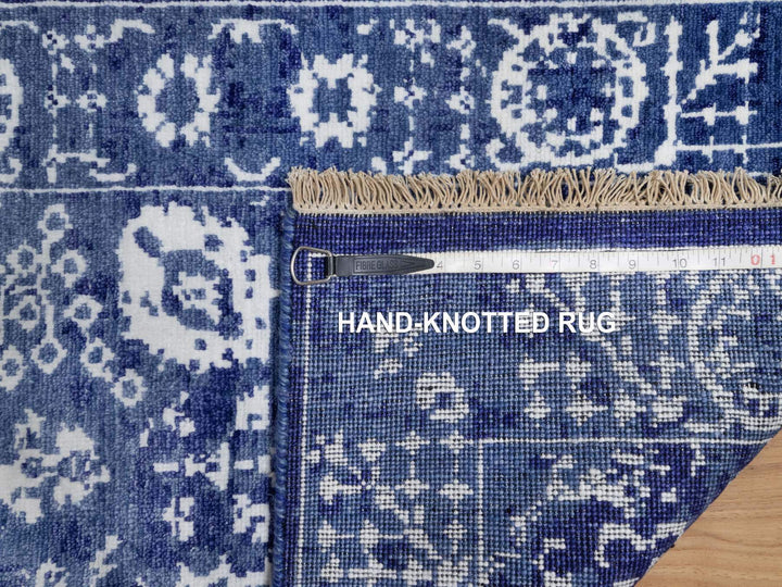 2'1" x 3'2" New Hand Knotted Blue Wool & Silk Rectangle Oriental Rug - MOA10291228