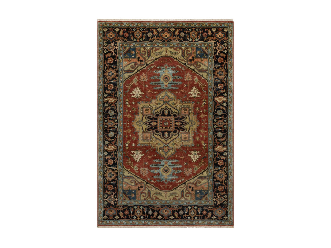 4'1" x 6'1" New Hand Knotted Red Wool Rectangle Oriental Rug - MOA10291233
