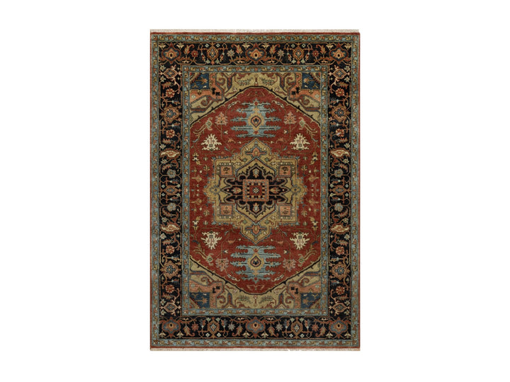 4'1" x 6'1" New Hand Knotted Red Wool Rectangle Oriental Rug - MOA10291233