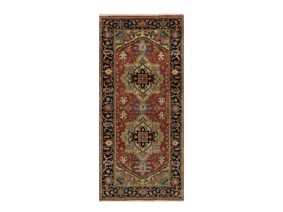 2'9" x 6'0" New Hand Knotted Red Wool Runner Oriental Rug - MOA10291236