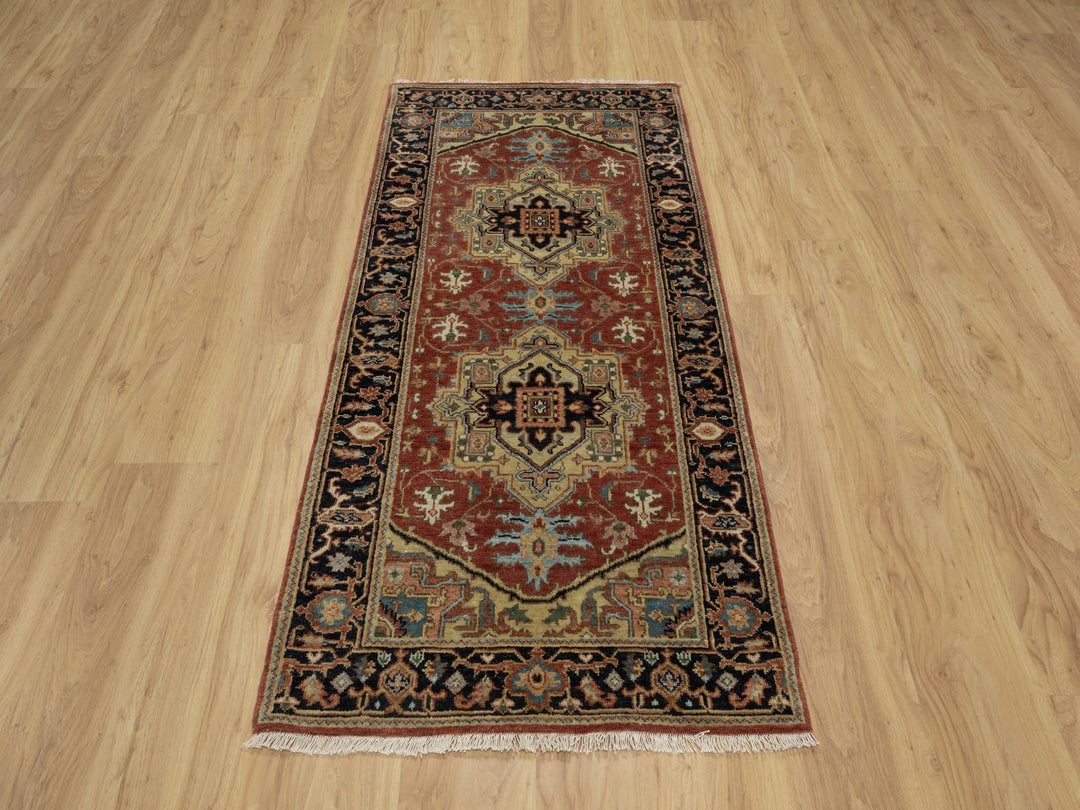 2'9" x 6'0" New Hand Knotted Red Wool Runner Oriental Rug - MOA10291236