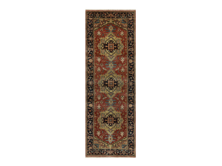 2'9" x 8'0" New Hand Knotted Red Wool Runner Oriental Rug - MOA10291239
