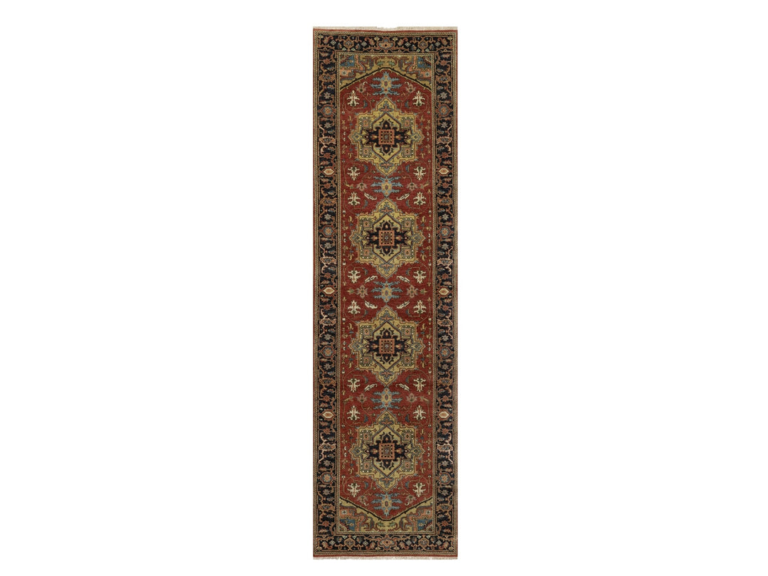 2'8" x 9'11" New Hand Knotted Red Wool Runner Oriental Rug - MOA10291243