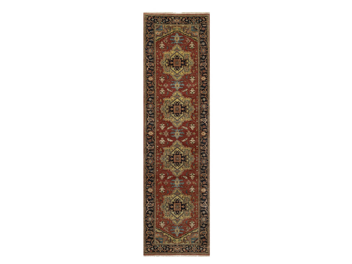 2'8" x 9'11" New Hand Knotted Red Wool Runner Oriental Rug - MOA10291243