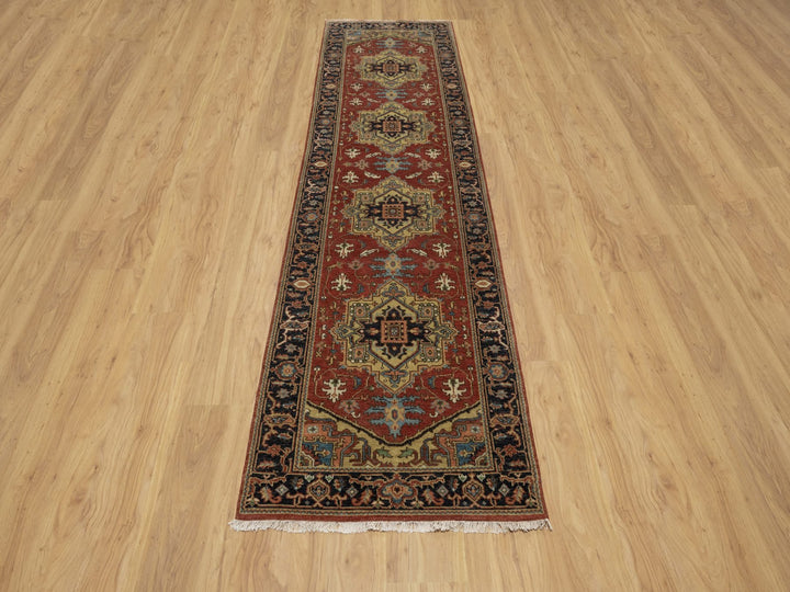 2'8" x 9'11" New Hand Knotted Red Wool Runner Oriental Rug - MOA10291243