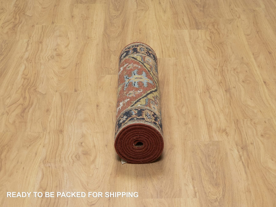 2'8" x 9'11" New Hand Knotted Red Wool Runner Oriental Rug - MOA10291243