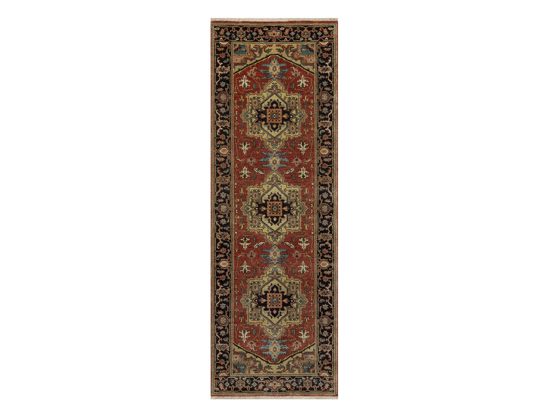 2'8" x 7'11" New Hand Knotted Red Wool Runner Oriental Rug - MOA10291244