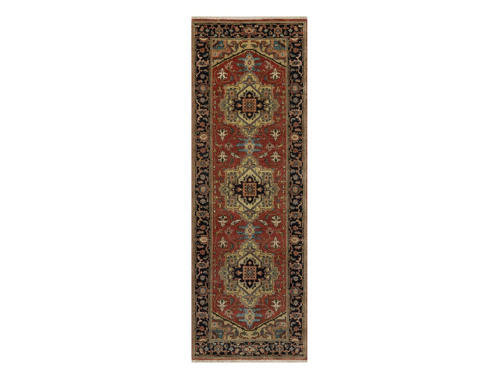 2'8" x 7'11" New Hand Knotted Red Wool Runner Oriental Rug - MOA10291244