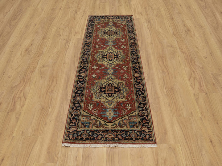 2'8" x 7'11" New Hand Knotted Red Wool Runner Oriental Rug - MOA10291244