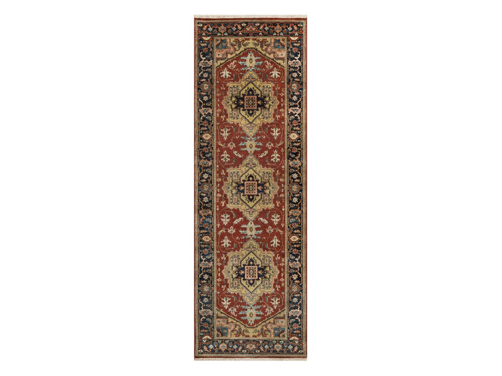 2'7" x 7'11" New Hand Knotted Red Wool Runner Oriental Rug - MOA10291245