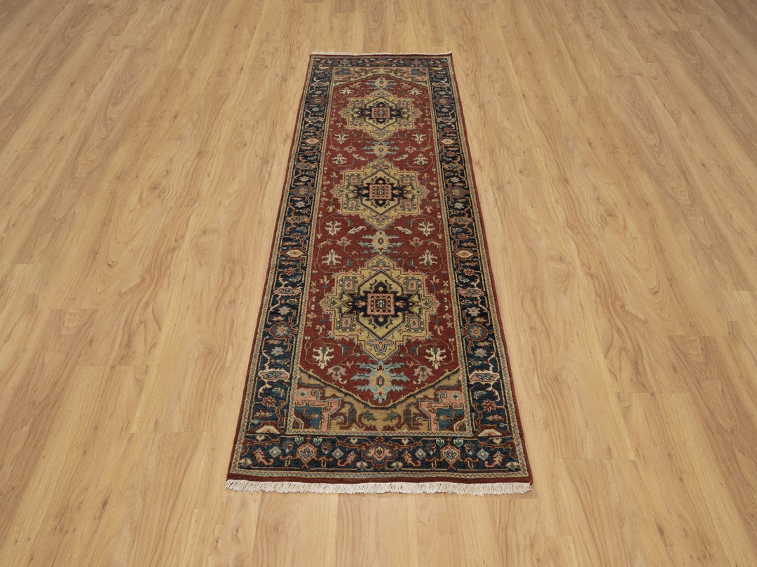 2'7" x 7'11" New Hand Knotted Red Wool Runner Oriental Rug - MOA10291245