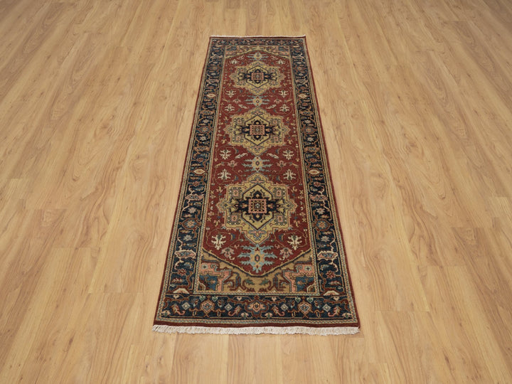 2'7" x 7'11" New Hand Knotted Red Wool Runner Oriental Rug - MOA10291245